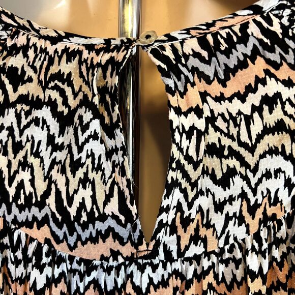Tribal Scoop Neck Bell Sleeve Boho Tribal Print Blouse Size Petite Medium - Picture 5 of 10